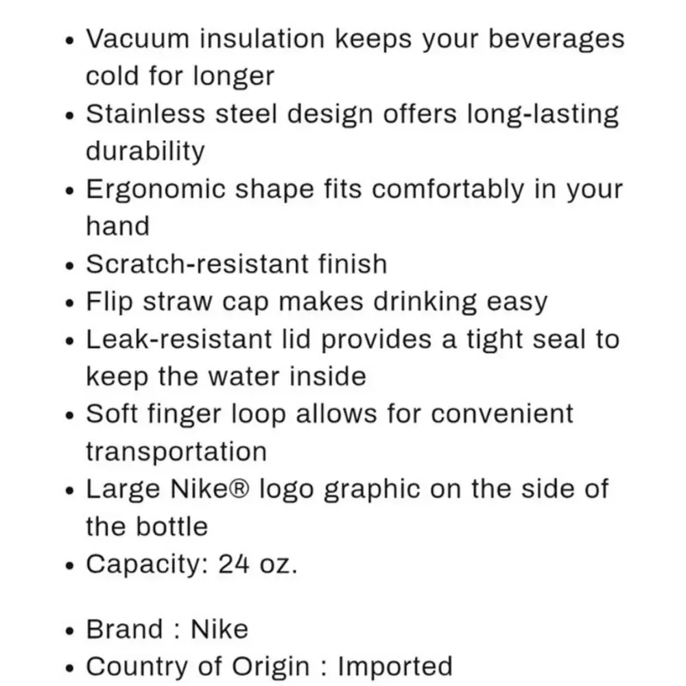 Nike Recharge 24 oz. Stainless Steel Straw Bottle